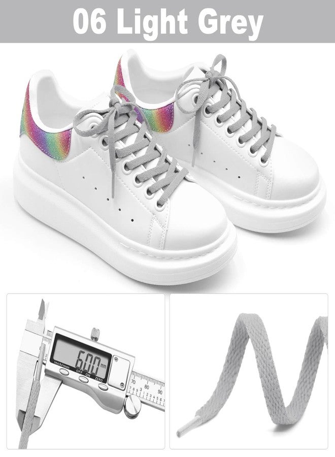 DELELE Flat Shoe Laces for Sneakers: 63 inch Light Grey 6/25 inch Narrow Athletic Shoelaces 2 Pair - Image 3